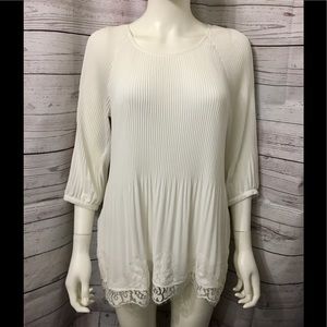 NY Collection Pleated White Blouse Size XS